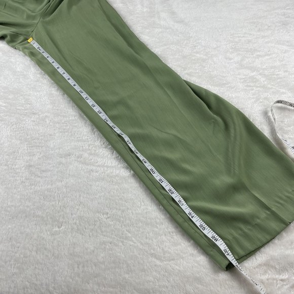 Vtg Roamans Wide Leg Pull On Pants Size 6 Womens Green‎ Elastic Waist High Rise - Picture 8 of 11